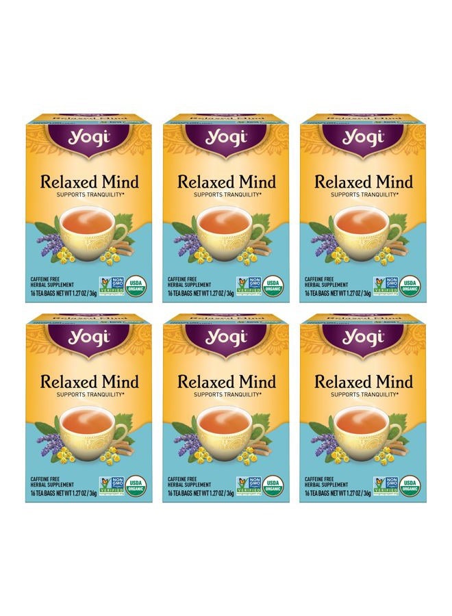 YOGI Tea - Relaxed Mind (6 Pack) - Supports Tranquility - Calming Tea with Gotu Kola and Lavender - Caffeine Free - 96 Organic Herbal Tea Bags - Image 1