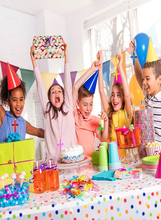 Junkin سلاسل صليب بلاستيكية من جنكين 96 قطعة كريستال صلب صغير هدايا حفلات دينية مسيحية جوائز مدرسة الأحد للأطفال والبالغين ألعاب الكتاب المقدس هدايا الكنيسة حرف يدوية، 8 ألوان (لون كلاسيكي) - Image 4