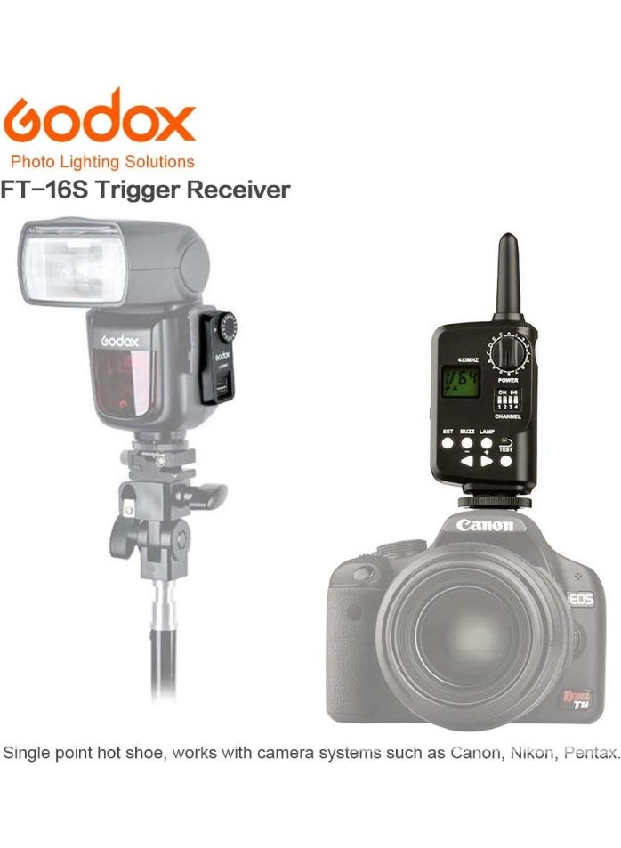 GODOX FT-16S Wireless Flash Trigger for Sony Camera – 16 Channels 433MHz Remote Transmitter and Receiver Set, Compatible with Speedlite, Studio Strobe Light, DSLR Flash Control Accessory - Image 5