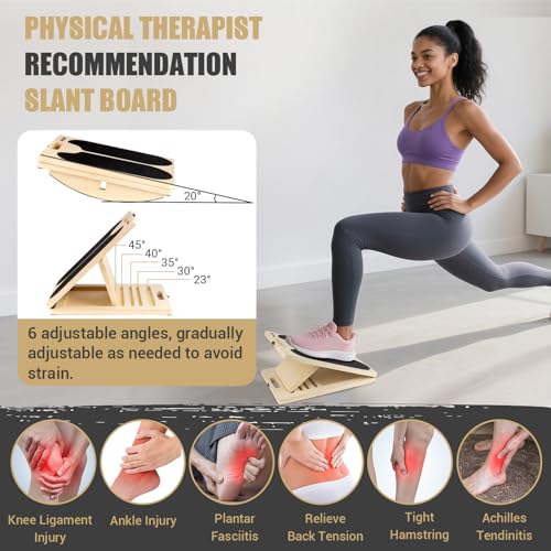 ODCPN 3-in-1 Slant Board & 180°/360° Balance Board, Portable 6 Angle Adjustable Calf Stretcher with Training Poster, Anti-Slip 300LBS Wobble Board for Physical Therapy, Standing Desk & Core Strength - Image 4
