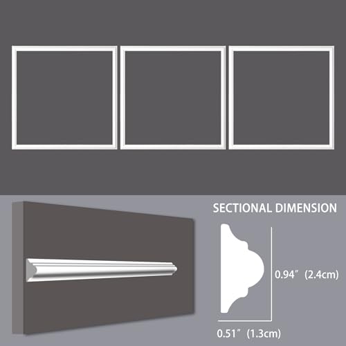 Lunghaa 3-Frame 24" x 24" Premade Accent Wall Molding Kit, Ready-to-Assemble Wainscoting Panels, Pre-Cut Chair Rail Moulding Trim Picture Frame for Home Décor - Image 4