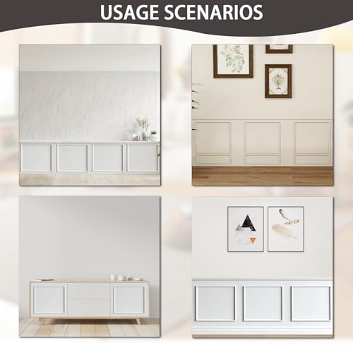 Lunghaa 3-Frame 24" x 24" Premade Accent Wall Molding Kit, Ready-to-Assemble Wainscoting Panels, Pre-Cut Chair Rail Moulding Trim Picture Frame for Home Décor - Image 2