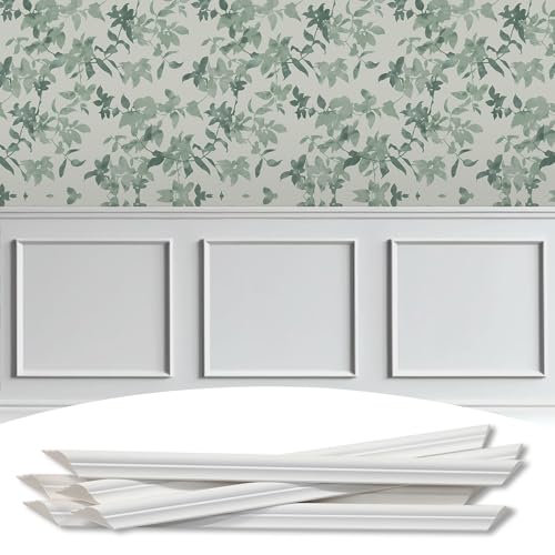 Lunghaa 3-Frame 24" x 24" Premade Accent Wall Molding Kit, Ready-to-Assemble Wainscoting Panels, Pre-Cut Chair Rail Moulding Trim Picture Frame for Home Décor - Image 1