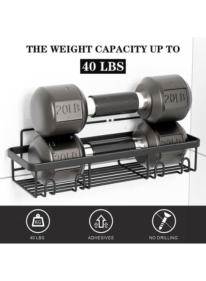 رفوف حمام منظم من 5 حزم، رفوف للحمام، لا للحفر بالصدأ أرفف حمام ذاتية اللصق لتخزين الحمام، أسود - Image 3