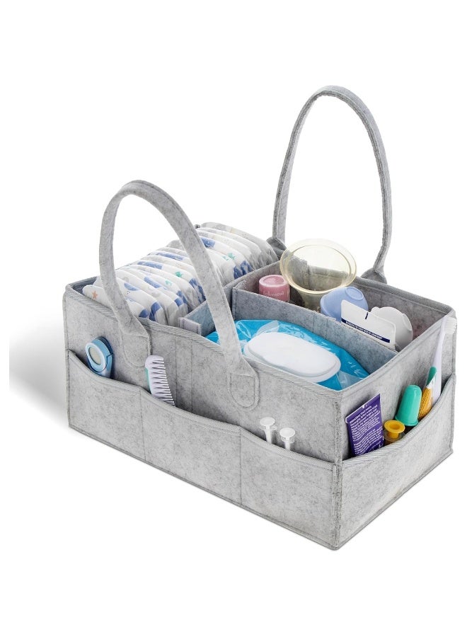 Baby Diaper Caddy Organizer Tote Bag - Nursery Storage Bin for Changing Table | Portable Car Travel Organizer - Image 3