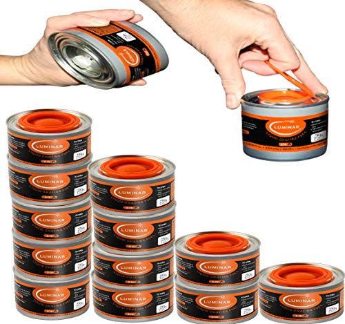 Luminar Resealable-Wick Chafing Fuel Cans, 12 Pack, 6 Hour - Premium Quality Burners for Food Warmers - No More Spills, Waste, or Hassle - Perfect for Convenient, and Long-Lasting Event Catering - Image 1