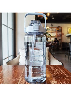 Arabest 2L Large Capacity Water Bottle, Portable Plastic Water Bottle, Sports Water Bottle, With a Pop-Up Lid and Time Mark Reminder Cream Cup, Used for Outdoor Sports and Fitness-Blue  - Image 1