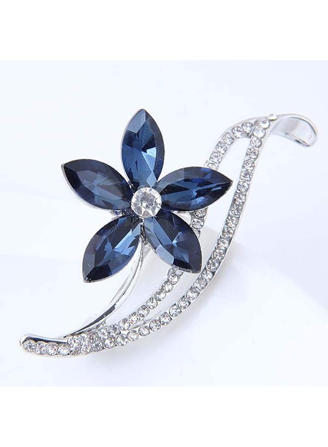 يو بيلا أحدث تصميم أنيق على شكل زهور مجوهرات مطلية بالفضة بروش للنساء أزرق Yb_Brooch_91 - Image 3