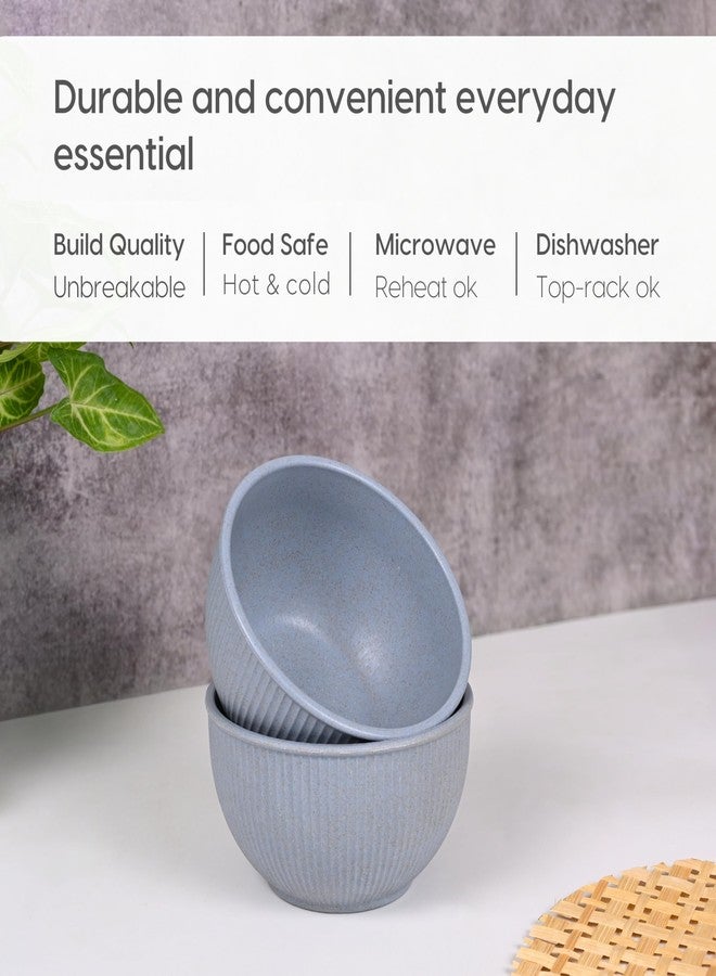 Eha Earth Friendly Heavy Duty Statement Bowls for Food | 550 ml | Salad Bowl | Set of 2 | Made with Rice Husk Biocomposite| Microwave Safe Bowl Set | for Hot & Cold Serving Bowl Set | Azure - Image 3