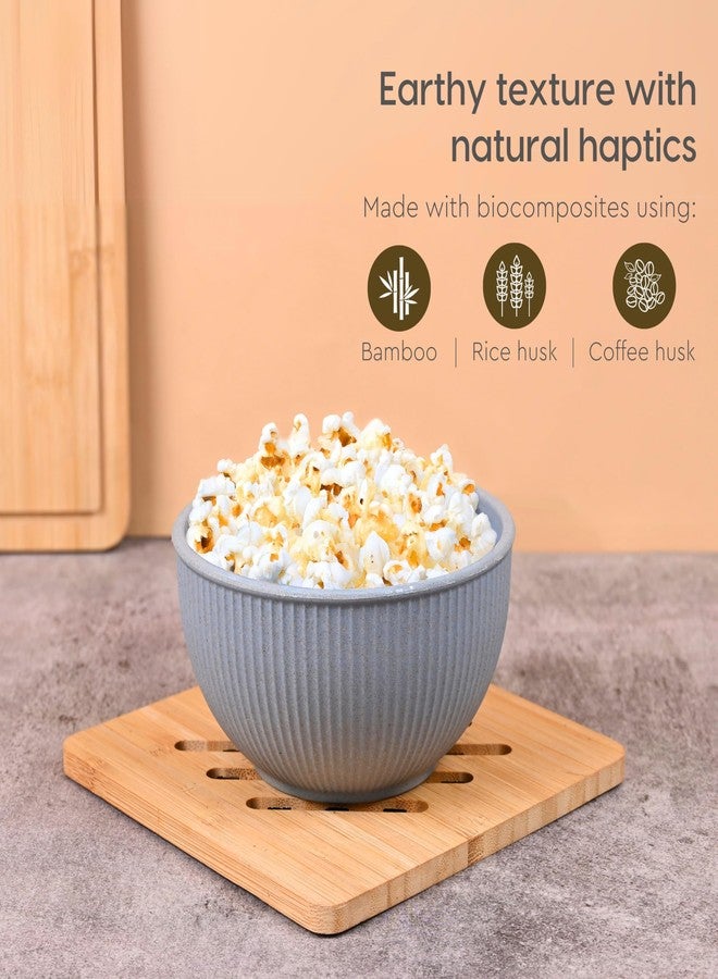 Eha Earth Friendly Heavy Duty Statement Bowls for Food | 550 ml | Salad Bowl | Set of 2 | Made with Rice Husk Biocomposite| Microwave Safe Bowl Set | for Hot & Cold Serving Bowl Set | Azure - Image 4