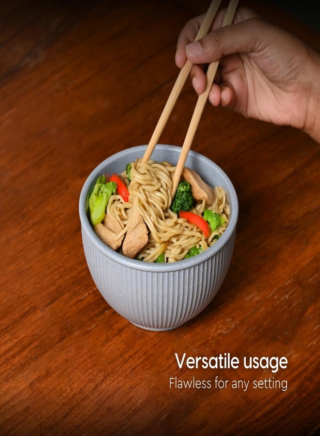 Eha Earth Friendly Heavy Duty Statement Bowls for Food | 550 ml | Salad Bowl | Set of 2 | Made with Rice Husk Biocomposite| Microwave Safe Bowl Set | for Hot & Cold Serving Bowl Set | Azure - Image 5