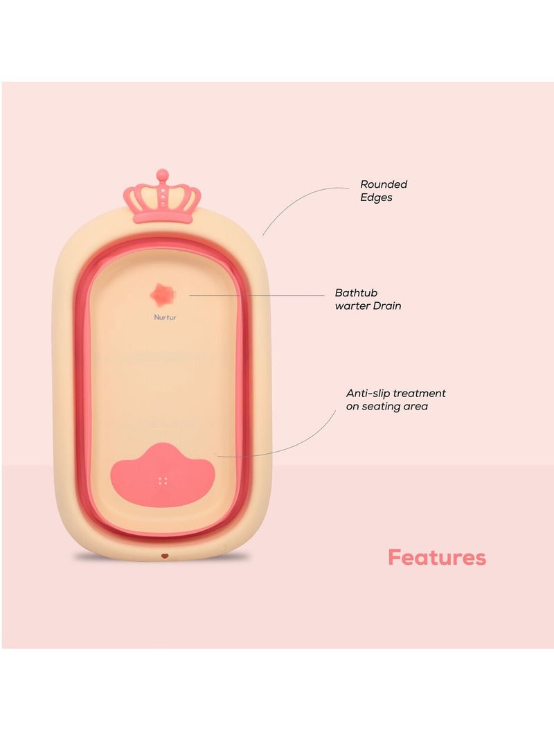 Nurtur Collapsible Baby Bathtub  Mini swimming pool bather for baby with Non slip design Orange - Image 2