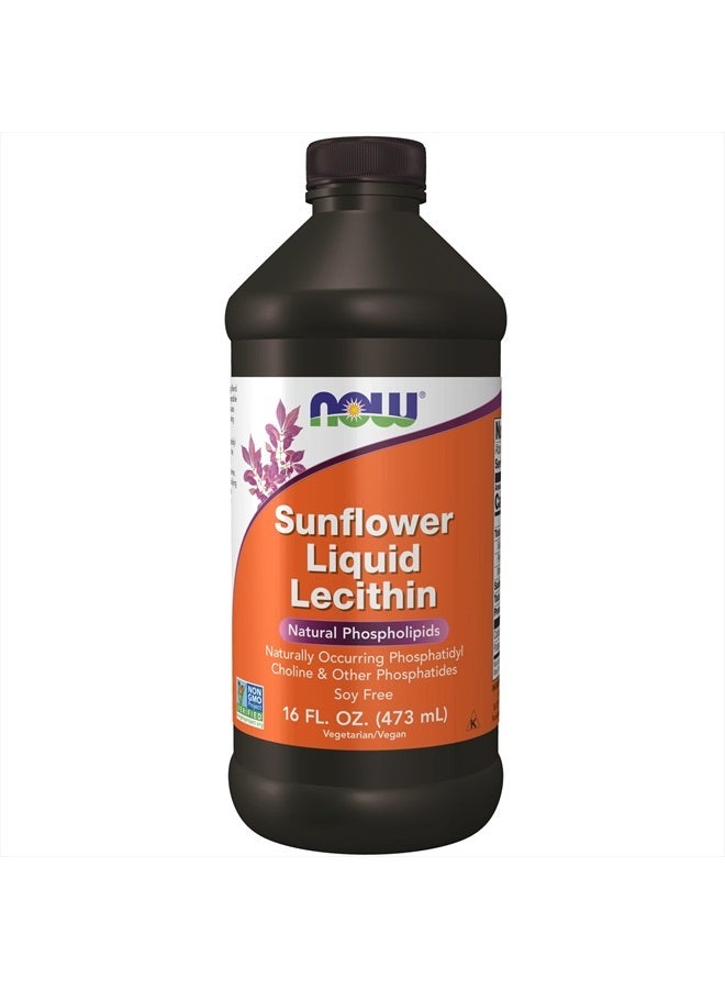now Supplements, Sunflower Lecithin with naturally occurring Phosphatidyl Choline and Other Phosphatides, Liquid, 16-Ounce - Image 1