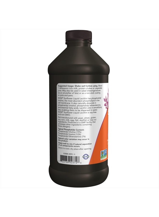 now Supplements, Sunflower Lecithin with naturally occurring Phosphatidyl Choline and Other Phosphatides, Liquid, 16-Ounce - Image 3