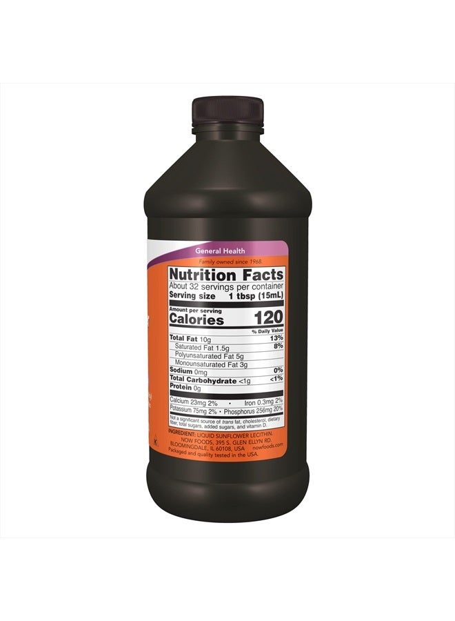 now Supplements, Sunflower Lecithin with naturally occurring Phosphatidyl Choline and Other Phosphatides, Liquid, 16-Ounce - Image 2