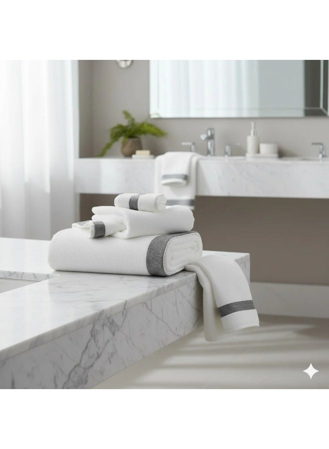 Relef Relief Royal Soft Bathroom Towel Set – 4 Pieces, Off-White - Image 3