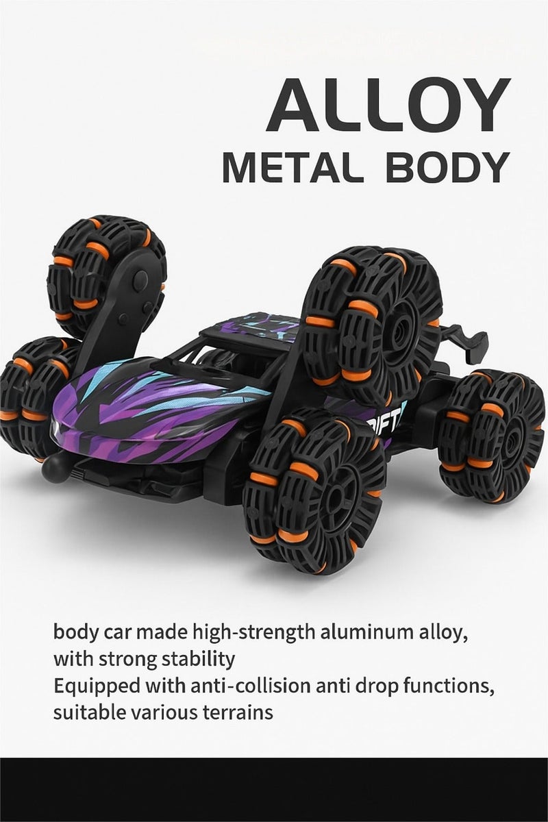 RC Drift&Off-Road Car - with Alloy metal body, 1/24 2.4Ghz High Speed Remote Control Car with LED Lights,Rechargeable Batteries, Suitable for Various Terrains,for Kids Gifts and Adults（Phantom Void Purple） - Image 4