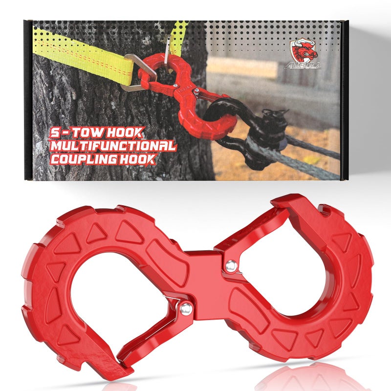 AMBULL 38 Tow Hook Winch Hook for OffRoad Recovery Towing Shackle 33000 Lbs G80 Heavy Duty Strength Integrated Winch Quick Shackle Red - Image 3