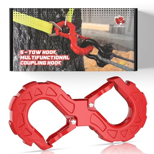 AMBULL 38 Tow Hook Winch Hook for OffRoad Recovery Towing Shackle 33000 Lbs G80 Heavy Duty Strength Integrated Winch Quick Shackle Red - Image 1