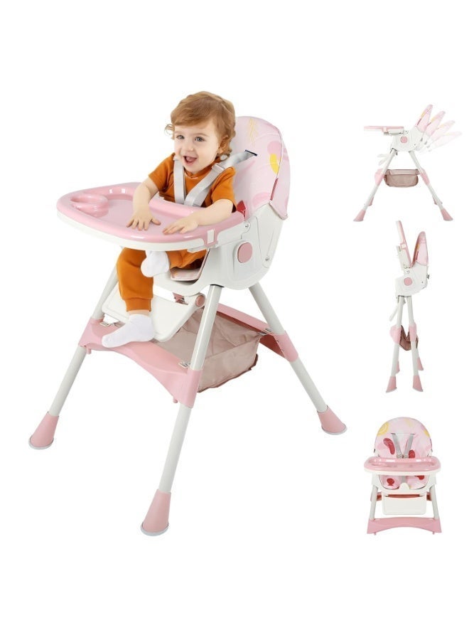 ACPLAY Convertible Baby High Chair with Adjustable Footrest, Removable Double Tray, 5-Point Safety Harness & 360° Lockable Wheels - Image 1