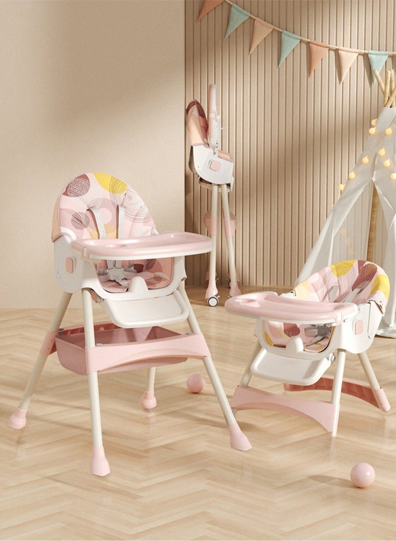 ACPLAY Convertible Baby High Chair with Adjustable Footrest, Removable Double Tray, 5-Point Safety Harness & 360° Lockable Wheels - Image 2