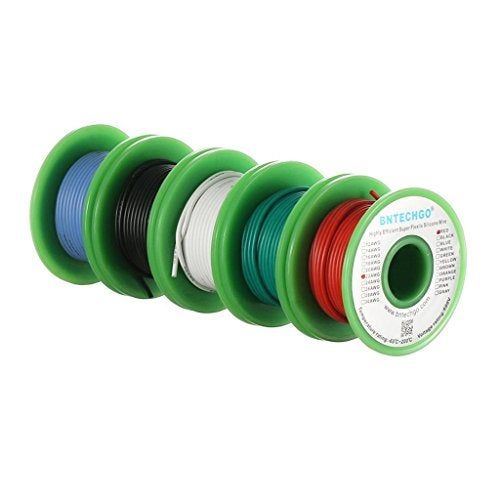 BNTECHGO 22 Gauge Silicone Wire Kit Red Black White Blue and Green Each 30ft 22 AWG Stranded Tinned Copper Wire - Image 2