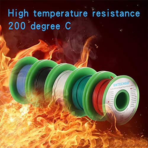 BNTECHGO 22 Gauge Silicone Wire Kit Red Black White Blue and Green Each 30ft 22 AWG Stranded Tinned Copper Wire - Image 5