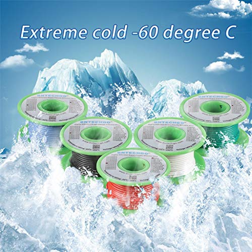 BNTECHGO 22 Gauge Silicone Wire Kit Red Black White Blue and Green Each 30ft 22 AWG Stranded Tinned Copper Wire - Image 4