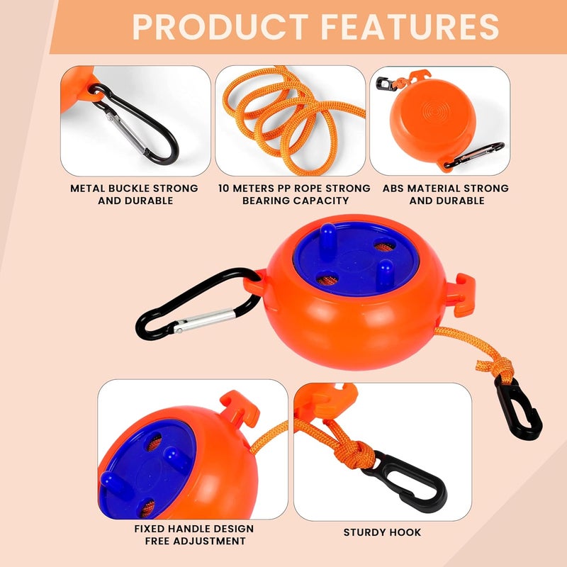 Storite Portable Travel Clothesline Cord 10 M Elastic Adjustable Retractable Line Ideal for Outdoor Indoor Camping and Travel Orange - Image 3