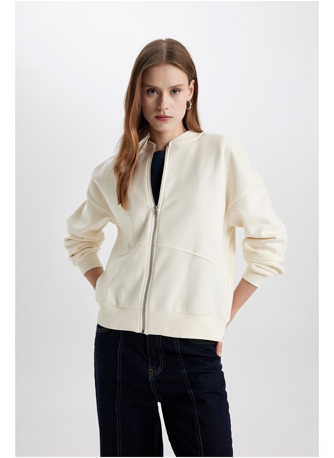 DeFacto Woman Oversize Fit Bomber Long Sleeve Knitted Cardigan  - Image 1