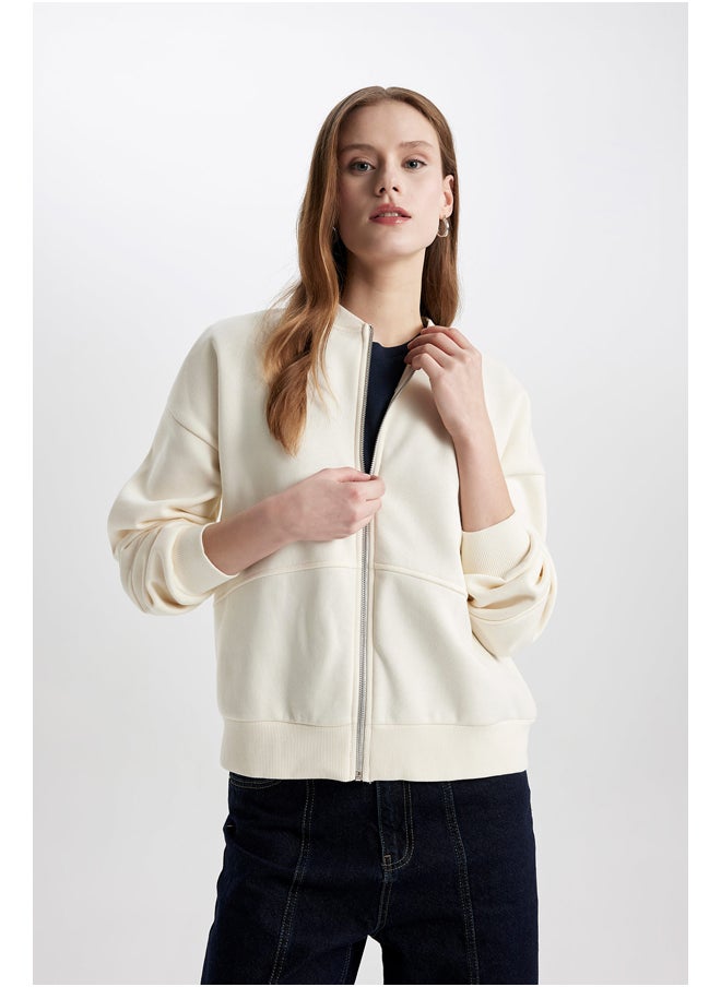 DeFacto Woman Oversize Fit Bomber Long Sleeve Knitted Cardigan  - Image 3