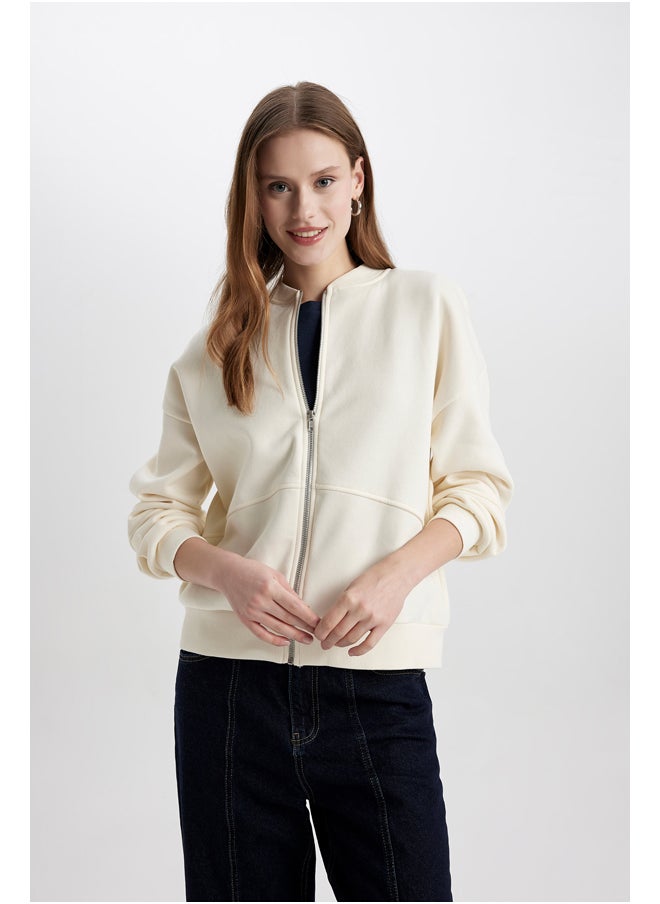 DeFacto Woman Oversize Fit Bomber Long Sleeve Knitted Cardigan  - Image 4