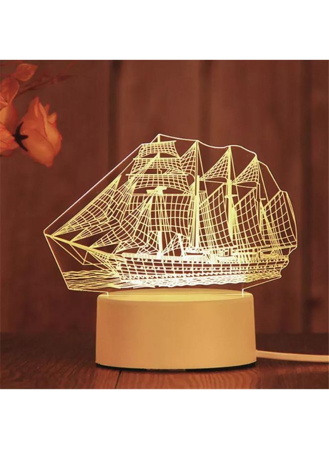 Fatio Ship 3D LED Acrylic Night Light | USB & Battery Powered Bedroom Table Lamp | 20 x 20 x 11 cm - Image 1
