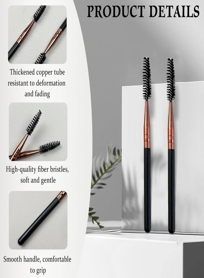 Zoolinn 10Pcs Mascara Brush Wands – Reusable Lash Spoolies & Eyebrow Brushes Applicators for Extensions (Rose Gold, Black Handle) - Image 4