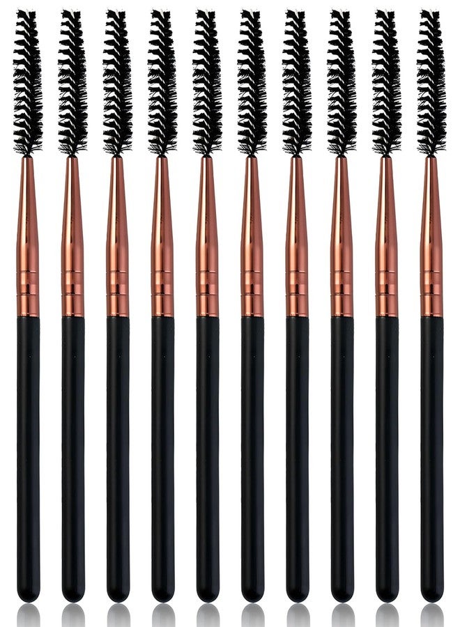 Zoolinn 10Pcs Mascara Brush Wands – Reusable Lash Spoolies & Eyebrow Brushes Applicators for Extensions (Rose Gold, Black Handle) - Image 1