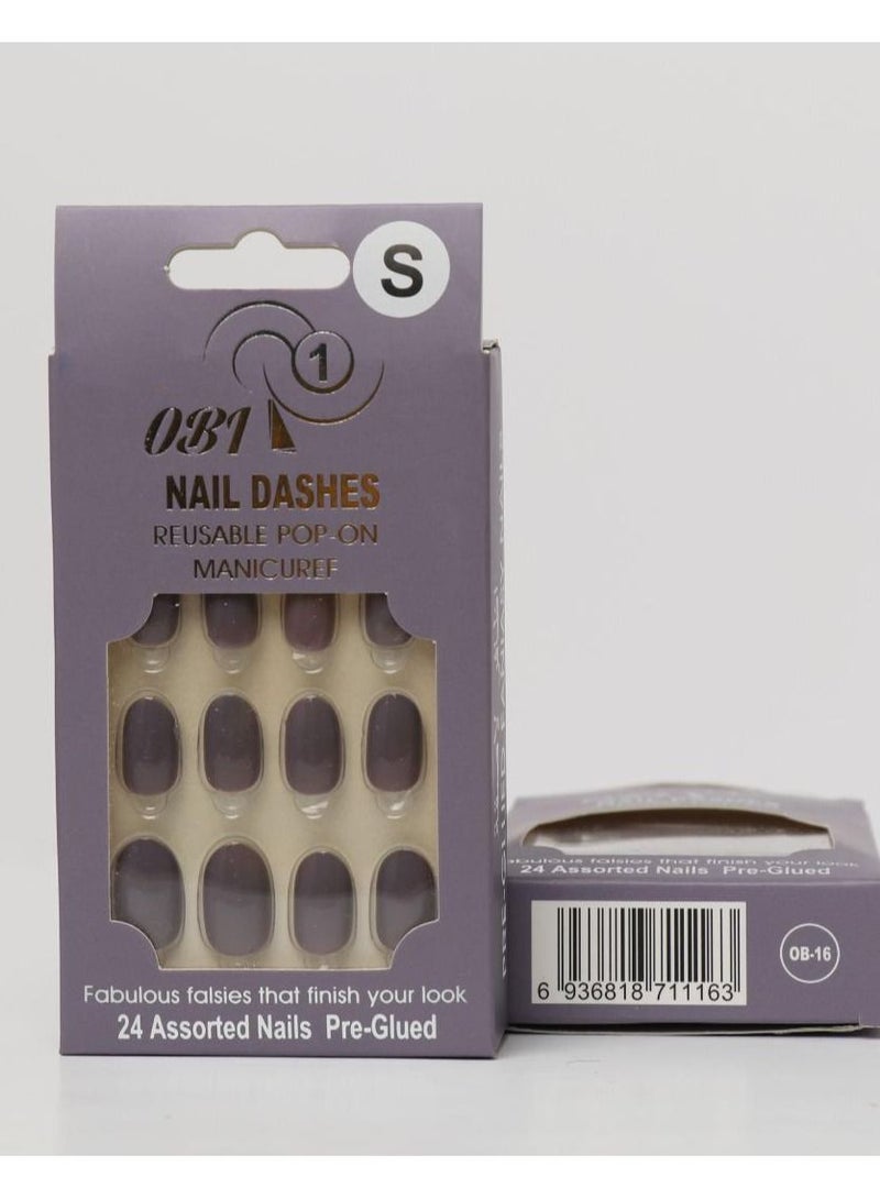 OB1 OB One Self Glue Artificial Nails 24Shiny Nails OB.16 - Image 2