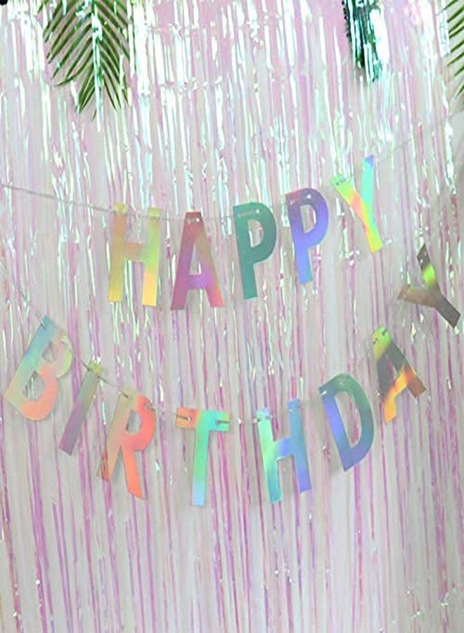 Festiko® Holographic Happy Birthday Banner for 1st/2nd/3rd/4th/5th/10th Birthday boy/Girl,Kid, Frojen Theme White Hanging Bunting Garland Party Decorations - Image 4