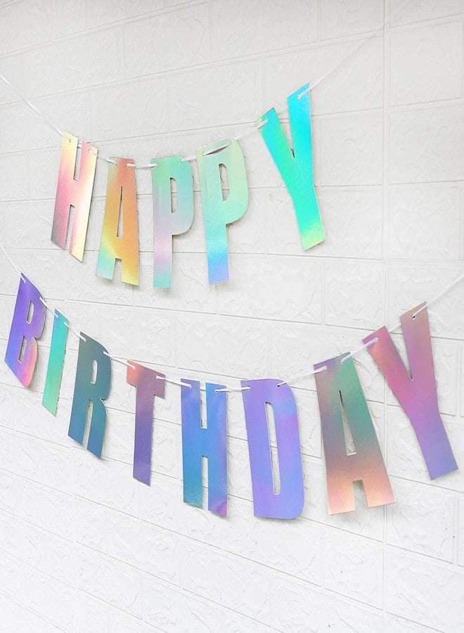 Festiko® Holographic Happy Birthday Banner for 1st/2nd/3rd/4th/5th/10th Birthday boy/Girl,Kid, Frojen Theme White Hanging Bunting Garland Party Decorations - Image 3