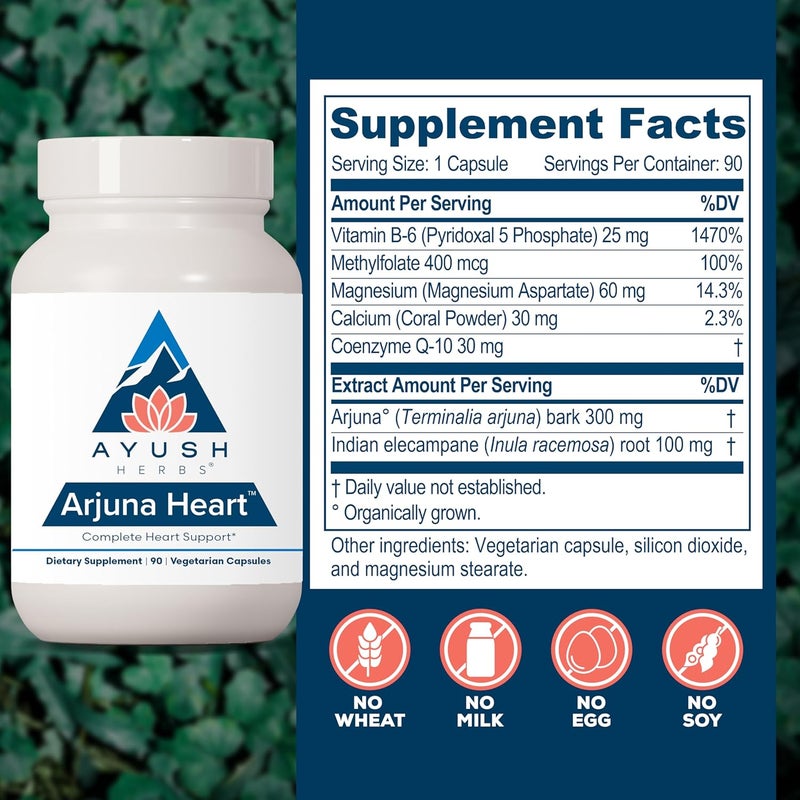 Ayush Herbs Arjuna Heart Herbal Supplement for Heart Support HeartProtection Capsules for Men and Women 90 Vegetarian Capsules - Image 3