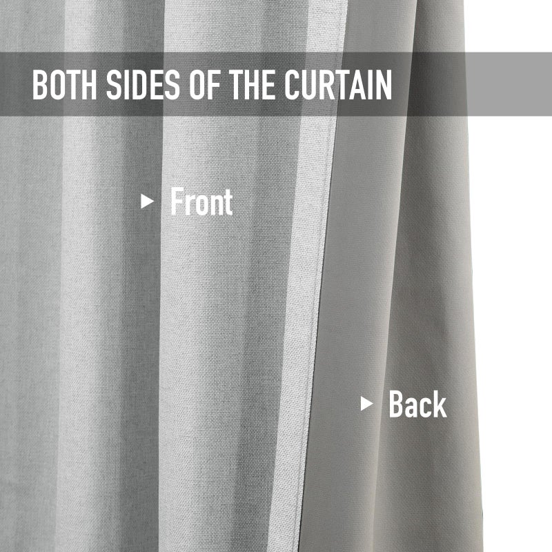 100% Blackout Shield Linen Blackout Curtains for Bedroom  Thermal Insulated Curtains 96 Inch Length 2 Panels Set  Grommet Drapes for Living Room  50  W x 96  L  Grey - Image 4