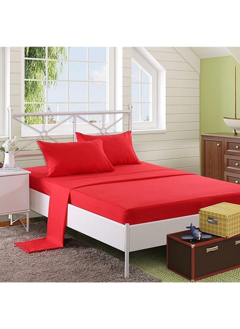 Cotton Solid Bed Sheet 90 cm - red