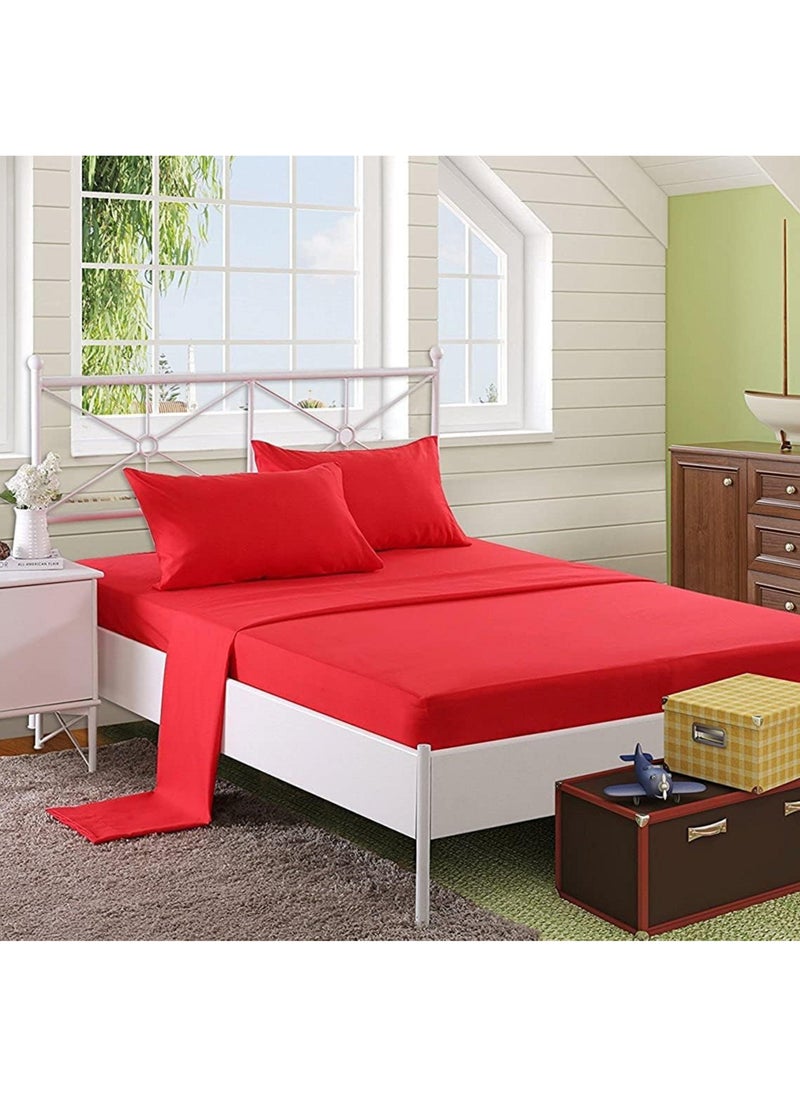 Cotton Solid Bed Sheet 90 cm - red
