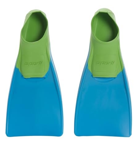 Sporti AdultKids Short Swim Fins Floating Fin for Swimming Snorkeling Swim Flippers for Training AquaGreen Toddler 910 - Image 1