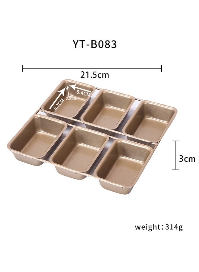 Warme 6-Cavity Square Mini Bread Pan Non-Stick Carbon Steel Fits Home Ovens (21.5cm) 8.7×5.4cm Single Cavity Loaf Pan Bread 6 Heavy Duty Square Shape Baking Mold Cake Pan for Home Baking Pound Cake Burger Bu Small Toast Beginner-Friendly Family Sharing & 6 Servings Batch Baking - Image 5