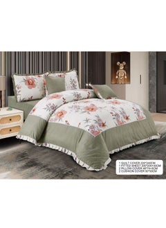 GOLDEN MILLION 100% Cotton Floral Printed Soft Duvet Cover Ruffle Bedding Set 6 Pieces King Size 