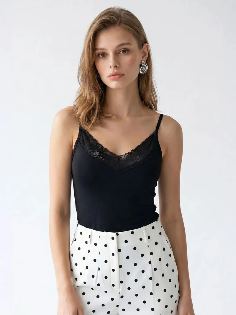 ميكسراي MIXRAY Fitted Viscose Lace Cami Top