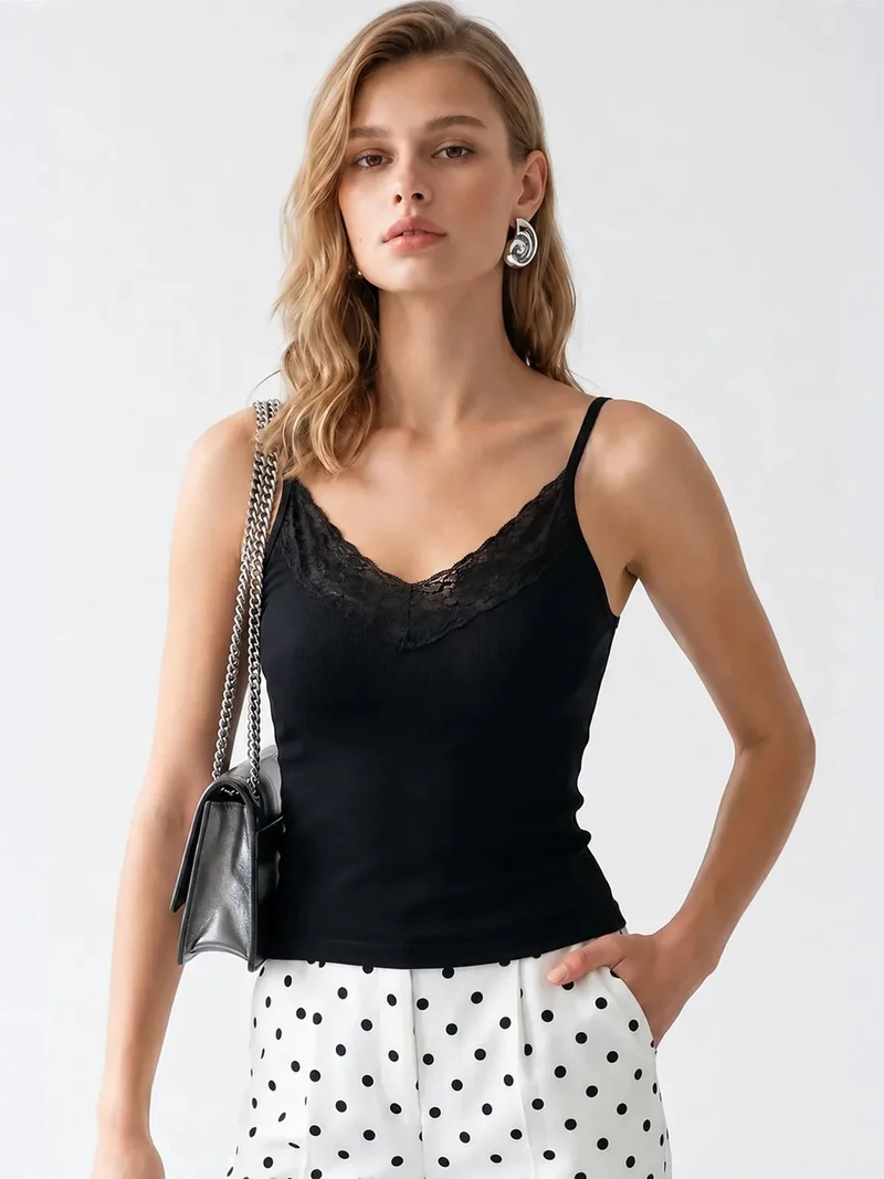 ميكسراي MIXRAY Fitted Viscose Lace Cami Top