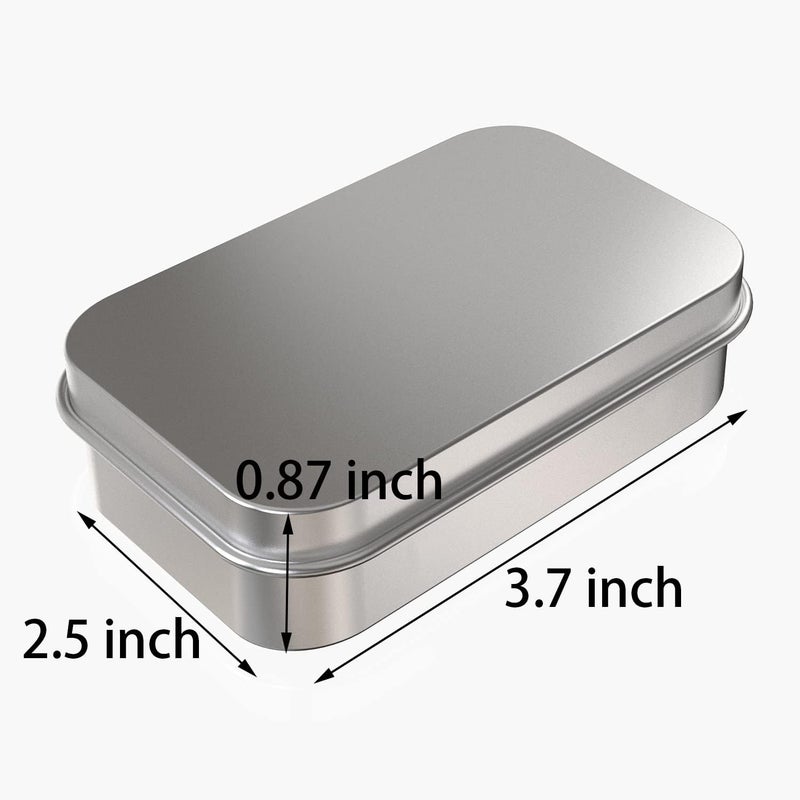 Hulless 2 Pcs Metal Hinged Tin Box Container Mini Portable Small Storage Container Kit with Lid for Home Storage 3.7x2.3x0.8 inch, Silver - Image 3