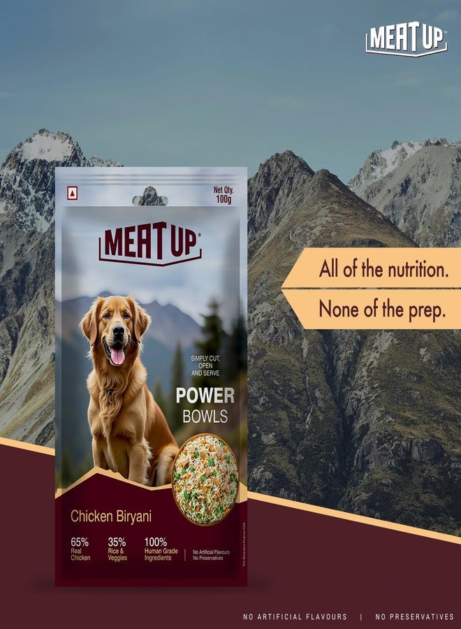 Meat Up Fresh Dog Food Chicken Biryani, for Adult & Puppy, 100+100gm | Buy 1 Get 1 | High Protein, 65% Real Chicken, 35% Rice & Veggies | No Preservatives | Ready to Serve | One Pack One Meal - Image 2