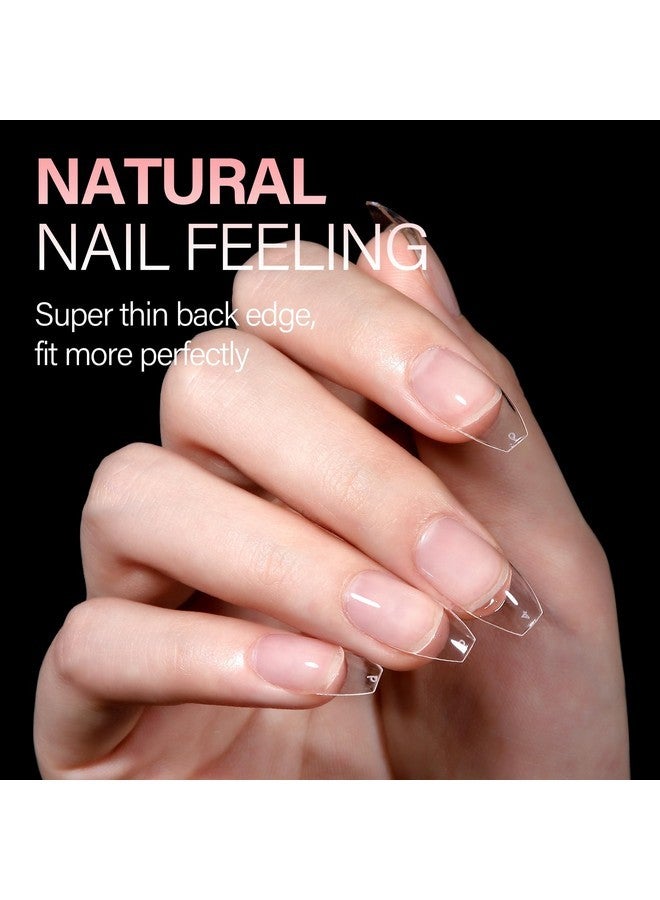 AILLSA Ballerina Nail Tips Soft Gel Clear Gelly Full Cover Nail Tips Pre-Shaped Acrylic Press On False Nails Tips For Nails Extension Home Diy Salon Manicure 216Pcs 12 Sizes - Image 3